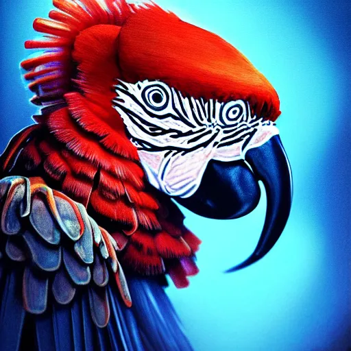 Prompt: macaw octopus hybrid, hyperrealistic portrait, bladerunner street, fantasy art, photo realistic, dynamic lighting, artstation, poster, volumetric lighting, very detailed face, intricate complexity, rule of thirds, 8 k, award winning