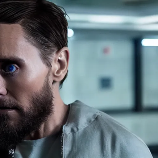 Image similar to 4k still of Jared Leto as Eddie brock in Venom (2018), symbiote