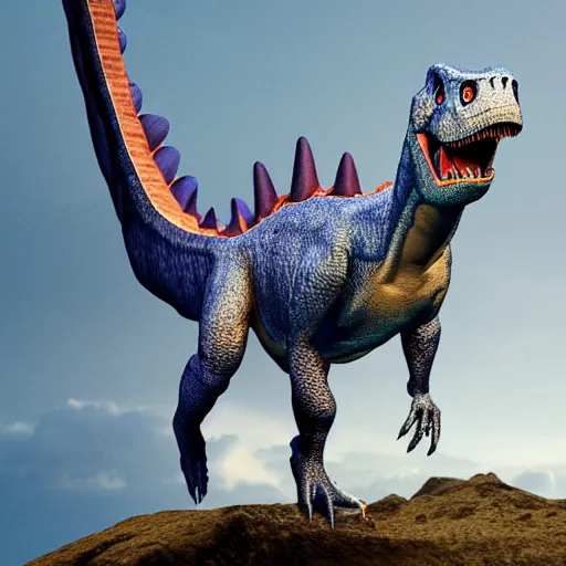 Image similar to drake as a dinosaur highly rendered, lit from above