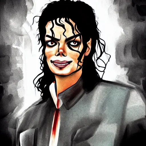 Image similar to michael jackson as hunter from left 4 dead, pehr horberg style