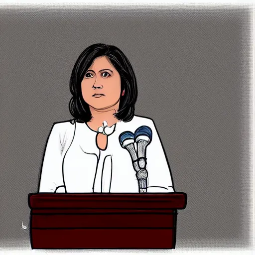 Image similar to digital art of leni robredo in a public speaking, drawn by derpixon,