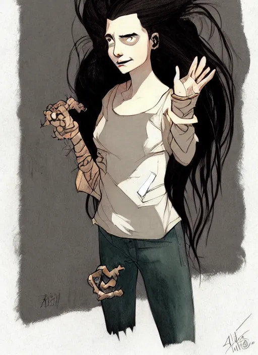 Prompt: a portrait of a pretty sewer punk young lady by abigail larson