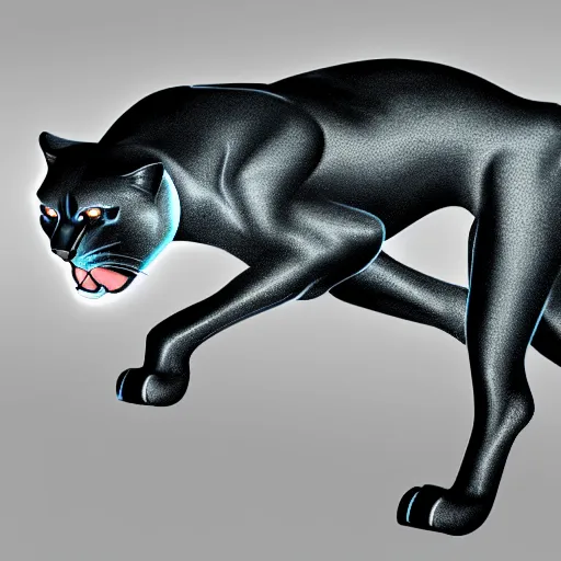 Prompt: panther made of titanium