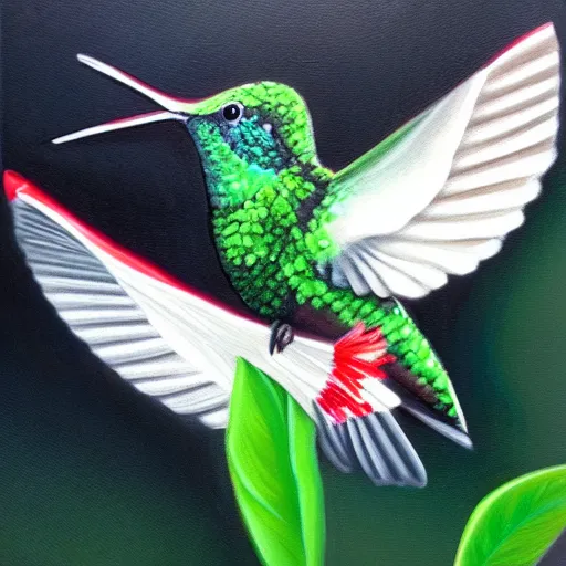 Image similar to painting of a hummingbird, ultra realistic, beautiful