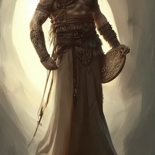 Image similar to Ragnar from Vikings in a dress, D&D, fantasy, intricate, cinematic lighting, highly detailed, digital painting, artstation, concept art, smooth, sharp focus, illustration, art by Artgerm and Greg Rutkowski and Alphonse Mucha