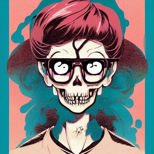 Image similar to delirium anime skull girl face portrait by petros afshar, tom whalen, laurie greasley, war face by greg rutkowski