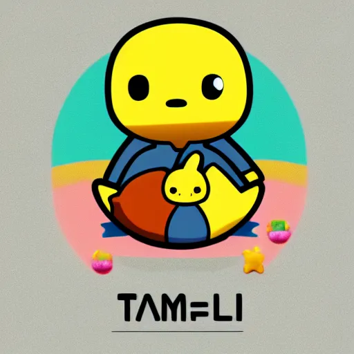 Image similar to stylized posterized 3 d render of tamagotchi with mametchi in a lonely void