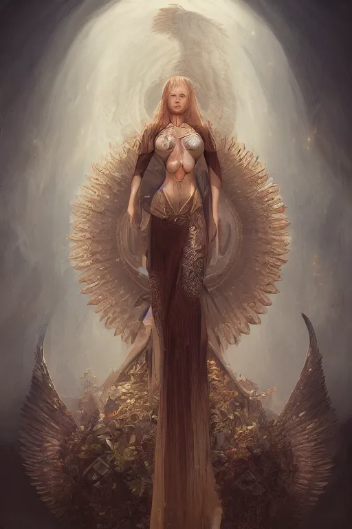 Image similar to A beautiful digital painting of a female Seraphim, intricate, cinematic lighting, highly detailed, digital painting, Artstation, concept art, smooth, sharp focus, illustration, art by Tom Bagshaw, Artgerm and Greg Rutkowski