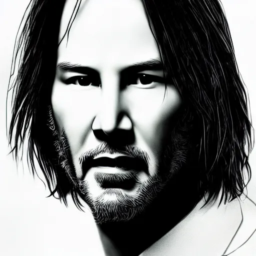 Image similar to a detailed portrait of keanu reeves art illustration, incredibly highly detailed and realistic, 8 k, sharp focus