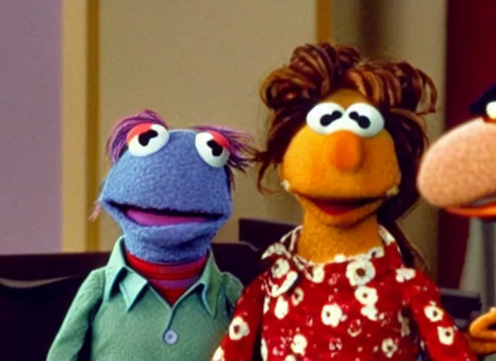 Image similar to film still of!!! muppet muppet!!!!! pam beesly as a muppet muppet muppet as a muppet as a muppet in the tv show the office