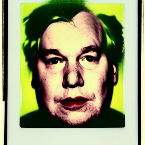 Image similar to color polaroid portrait of a fat man by andy warhol.