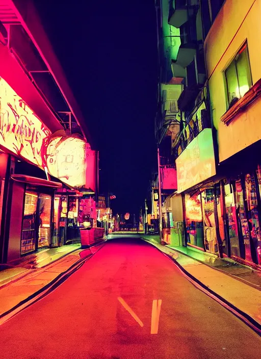 Image similar to night street, winding refn aesthetics