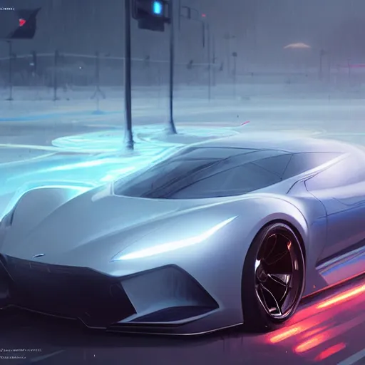 Image similar to detailed intricate digital illustration by greg rutkowski and artgerm and wlop ; 2 0 2 4 concept car, sharp, smooth, editorial photograph, led headlights and sleek design