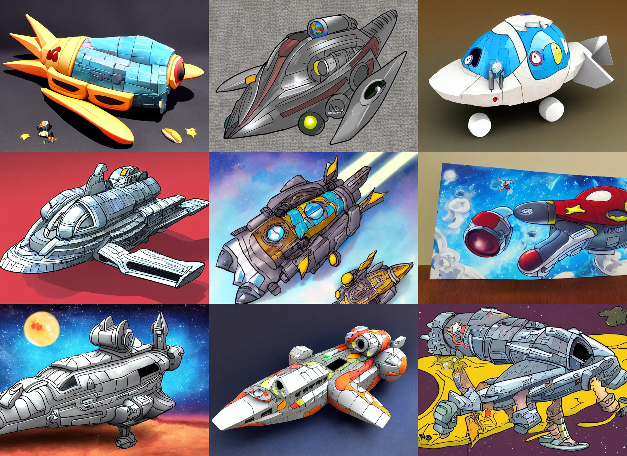 Prompt: cartoon fantasy spaceship