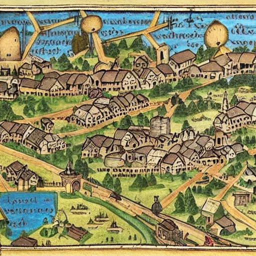 Image similar to medieval map of the town of yelm