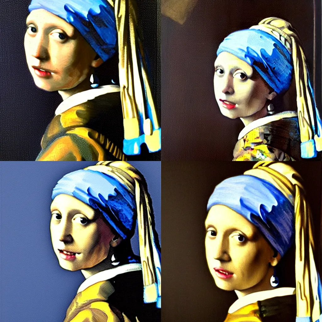 Prompt: a painting of joe biden as the girl with a pearl earring, by johannes vermeer