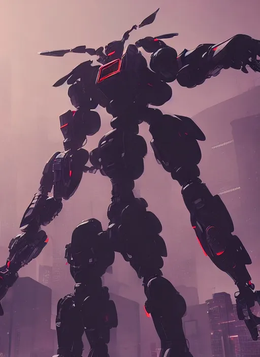 Image similar to intricate digital artwork of a giant japanese anime mecha by by nuthin'but mech, by kallamity sketchbook, inspired by nier : automata, neon city background, octane render, cgstation, 4 k resolution