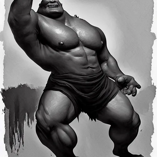 Prompt: muscular shrek with beard, black and white, highly detailed, digital painting, artstation, concept art, smooth, sharp focus, illustration, art by artgerm and greg rutkowski and alphonse mucha