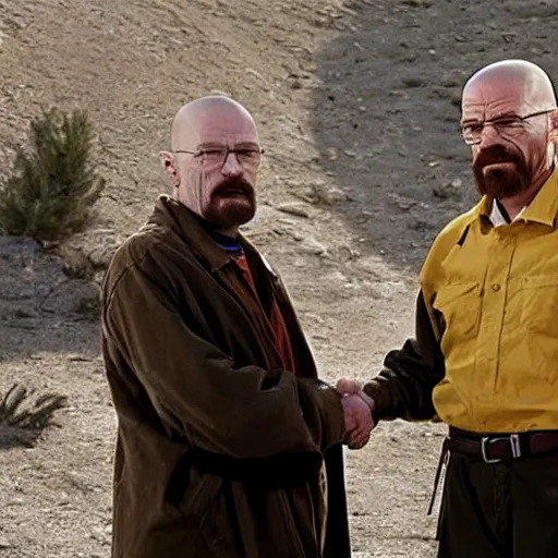 Image similar to walter white and jesus shaking hands