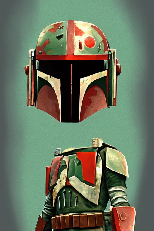 Image similar to portrait of boba fett from star wars, highly detailed, centered, solid color background, digital painting