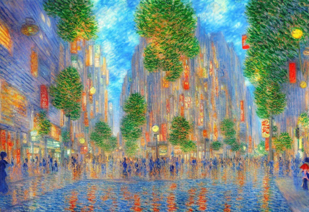 Prompt: tokyo anime scenery, very anime scenery in impressionist style, anime trending artwork, anime painter studio, by claude monet