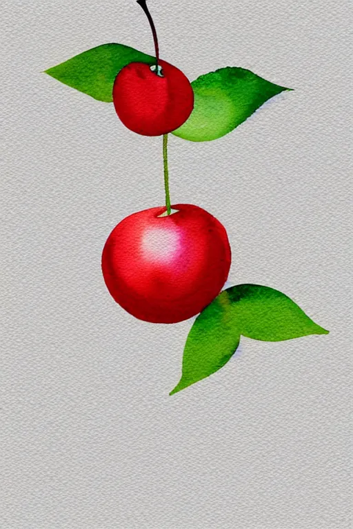 Prompt: minimalist watercolor art of a cherry, illustration, vector art