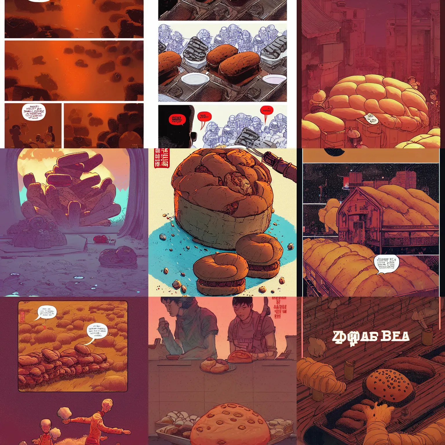 Prompt: poop bread, by feng zhu, loish, laurie greasley, victo ngai, andreas rocha, john harris