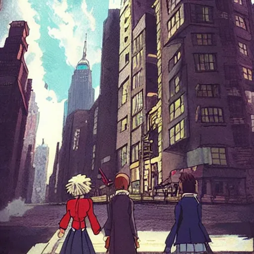 Prompt: “ howl ’ s moving castle in new york city ”