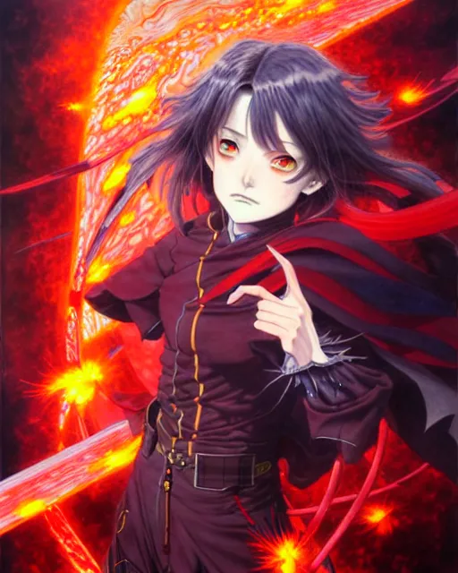 Prompt: megumin casts explosion, an ultrafine detailed painting by ayami kojima, cgsociety, fantasy, anime digital art, lovecraftian, cosmic horror, detailed painting