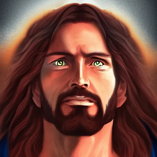 Image similar to jesus christ as a super saiyan 4k, digital art, artstation