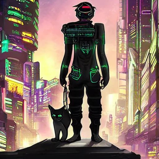 Prompt: saimese cat cyberpunk dsytopian future