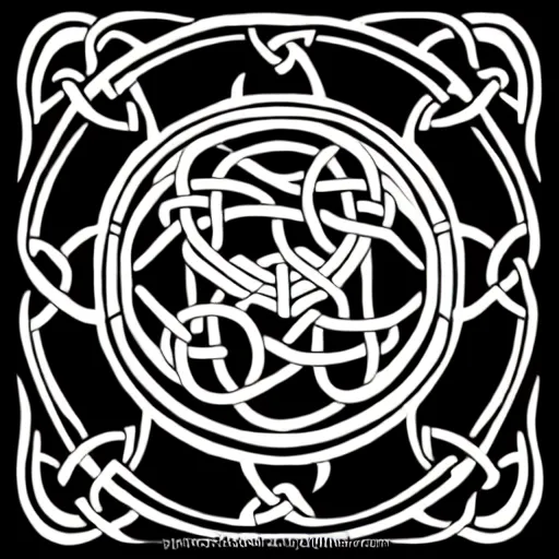 Prompt: a circular vector tattoo design. art nouveau, celtic knots, with a japanese influence, curvilinear, recursive.