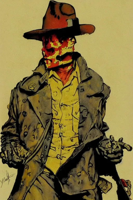 Image similar to Walter Joseph Kovacs aka Rorschach from the movie Watchmen painted by Norman Rockwell