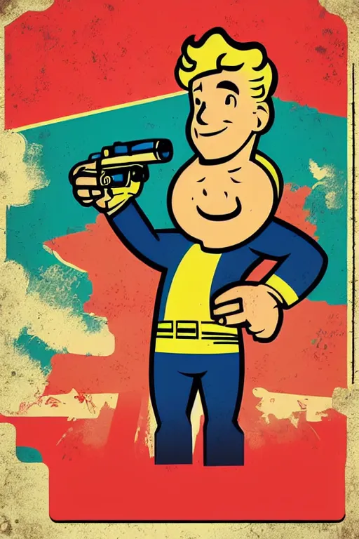 Image similar to fallout 7 6 retro futurist illustration art by butcher billy, sticker, colorful, illustration, highly detailed, simple, smooth and clean vector curves, no jagged lines, vector art, smooth andy warhol style