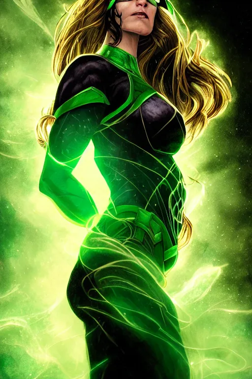 Image similar to Majestic and regal portrait of a female green lantern, DC Universe, intricate, epic, elegant, menacing, fantasy, highly detailed, digital painting, hard focus, beautiful volumetric lighting, epic light, ultra detailed, Horror, souls, ghosts, smoke by Leesha Hannigan, Ross Tran, Thierry Doizon, Kai Carpenter, Ignacio Fernández Ríos