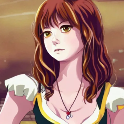 Image similar to emma stone as hermione granger as an anime