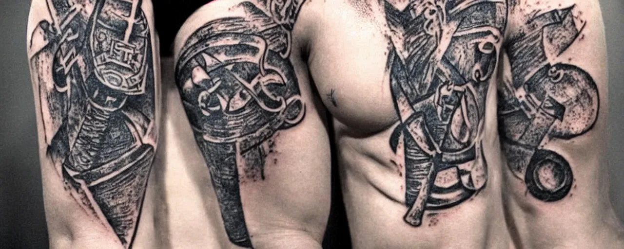 Image similar to Ugly tattoo of Thors Hammer from Nordic mythology