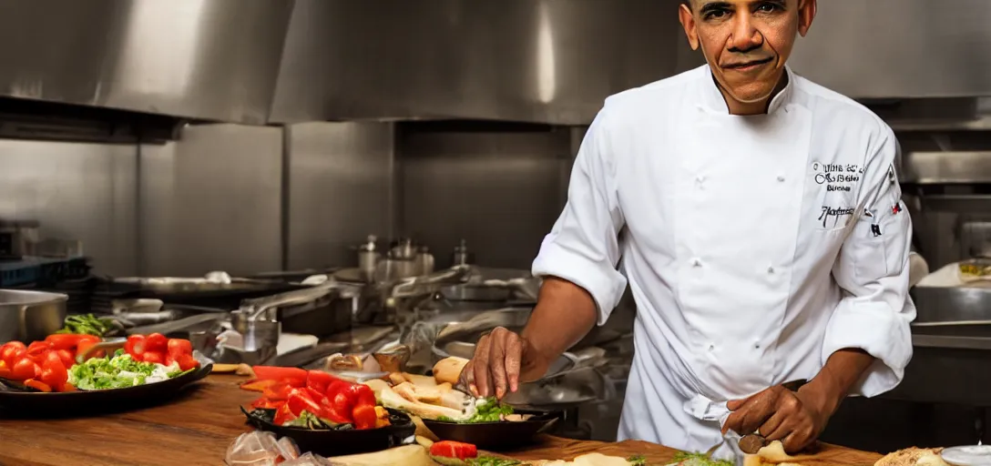 Image similar to portrait of a chef obama, 8k, ultra hd