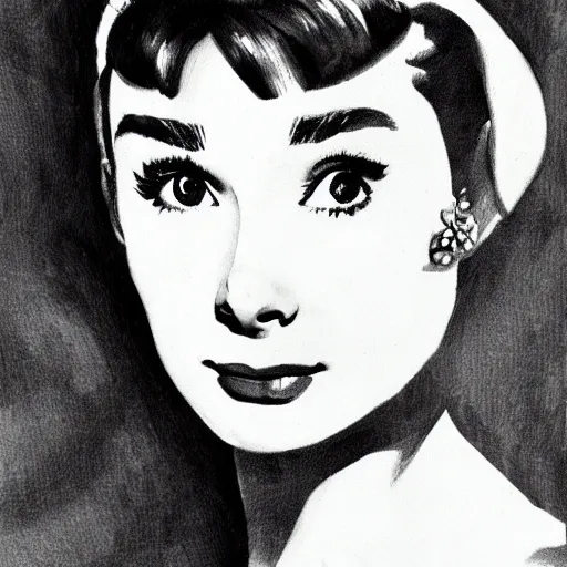 Image similar to audrey hepburn art by michelangelo