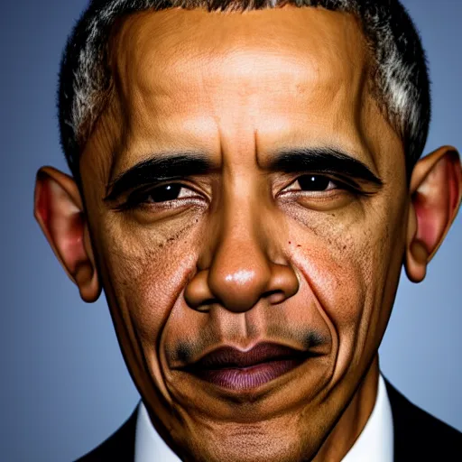 Image similar to Obama with eyes glow strongly white, white flames are burning white which are behind Obama, 40nm lens, shallow depth of field, 4k,