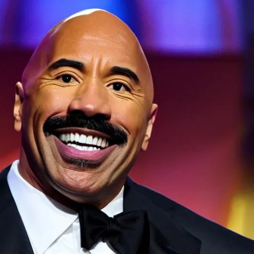 Image similar to Steve harvey as Dwayne the rock Johnson