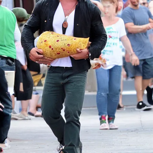 Prompt: chris hemsworth wearing a mexican sombrero, eating a burrito