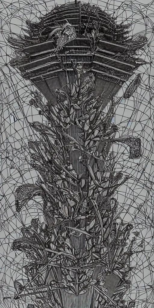 Prompt: colossal Beelzebub flower in the middle of post soviet constructivist cityscape, Stalinist architecture, brutalist architecture, ultradetailed, Intricate by Hayao Miyazaki and Josan Gonzalez and H.R. Giger