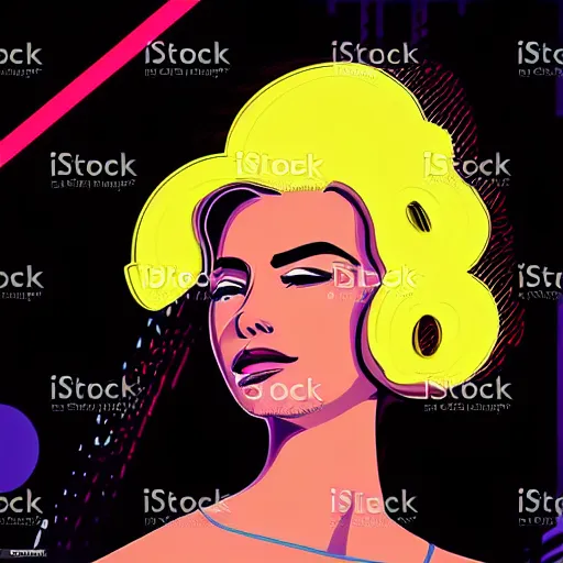 Image similar to a close up of a beautiful woman, in retro colors, synthwave style, 2 d digital vector art