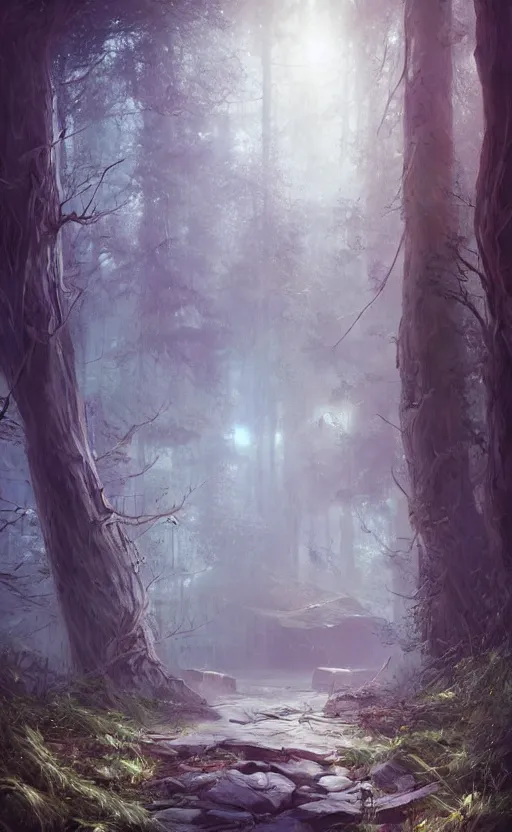 Prompt: a door opening with an ambient light in the forest at night, dynamic lighting, photorealistic fantasy concept, trending on art station stunning, stunning visuals, creative, cinematic, ultra detailed