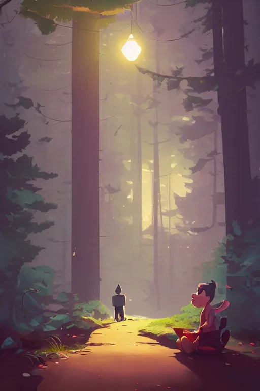 Image similar to a moment of pure bliss in front of the small house in the forest, cory loftis, james gilleard, atey ghailan, goro fujita, character art, exquisite lighting, clear focus, very coherent, plain background, dramatic painting