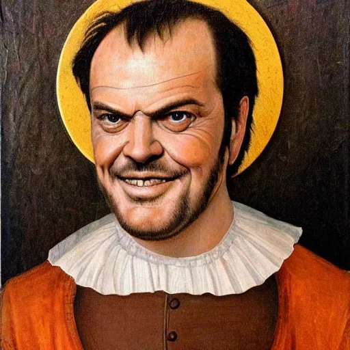 Image similar to a renaissance style portrait painting of Jack Nicholson