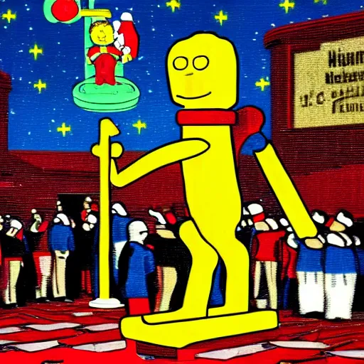 Image similar to a human mr peanut being crushed to death by a huge nutcracker. he is in excruciating pain. high definition. extremely gory. graphic horror. ultra realistic. grainy vhs quality.