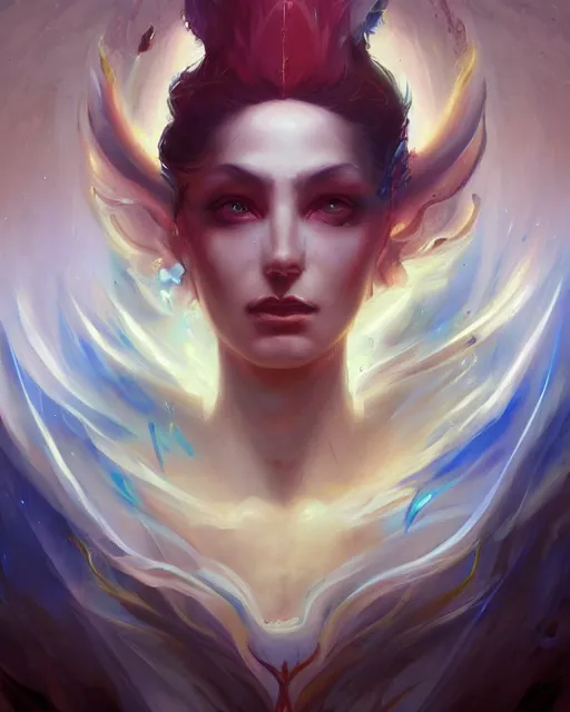 Image similar to portrait of a beautiful supernatural emanation, by pete mohrbacher and artgerm and wlop, digital art, highly detailed, intricate, fantasy, mystical, sharp focus, Trending on Artstation HQ, deviantart, unreal engine 5, 4K UHD image