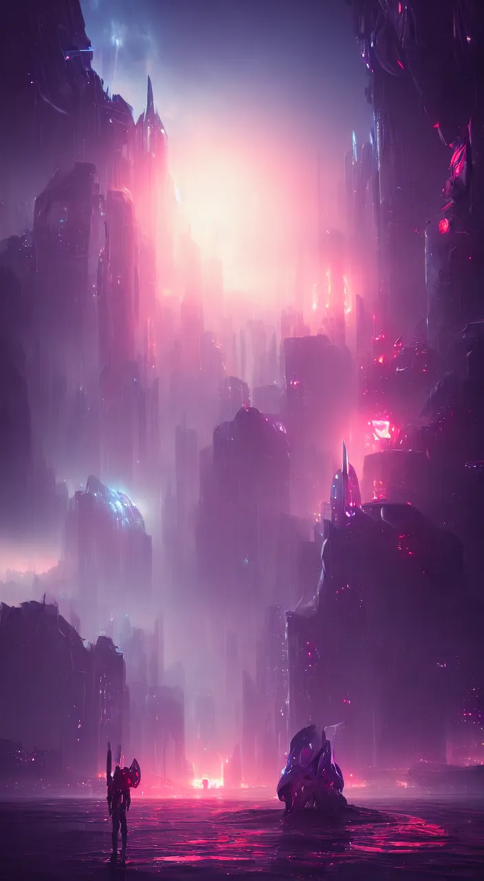 Image similar to the call of the abyssal void, futuristic cityscape, vivid colorful lighting, unreal 5 render, studio ghibli, digital art, octane render, beautiful composition, trending on artstation, award winning photograph, masterpiece